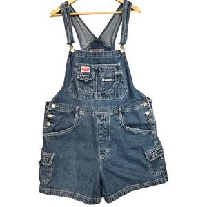 Revolt Womens Vintage 90s Y2K Denim Shortall Overalls Blue Cargo Pocket Size 20
